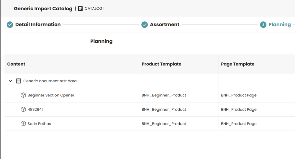 Planning wizard step